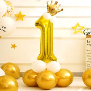 40 Inch Gold Number Balloons, Helium Mylar Foil Number Balloons for Birthday, Number 1 Balloon for 1st Birthday Decorations for Kids, Anniversary Party Decorations Supplies