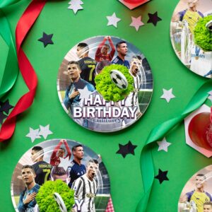 Soccer Birthday Decorations, 20 Pcs Plates 20 Pcs Napkins 1 Pc Tablecloth 43"x71" for Football Soccer Star Birthday Party Supplies Party Decorations Paper Tableware For Boys Girls Birthday Party