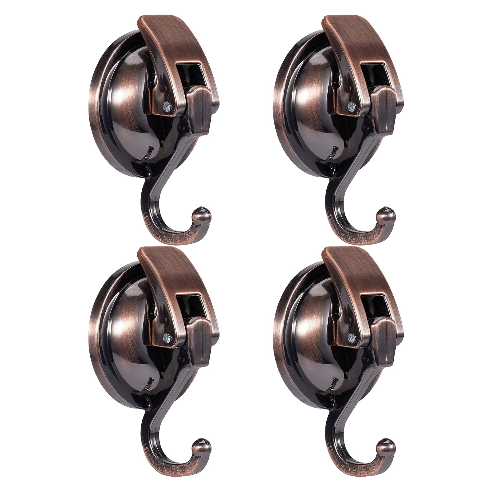 ulafbwur Suction Cup Hook 4pcs Hooks Shower Heavy Duty Vacuum Reusable Punch-Free Window Glass Bronze Coffee