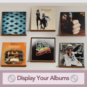 Vinyl Wall Mount Pack of 6 Pinewood Vinyl Record Holder Wall Mount with 2 Mounting Options Vinyl Shelf Walnut Stain Finish Vinyl Record Display - Vinyl Record Shelf - Vinyl Record Wall Mount