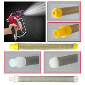 Airless Spray Gun Filter 60 Mesh & 100 Mesh Replacement 10 Pack High Pressure Paint Spray Gun Accessories for Titan/Wagner/Spraytech Push on 581-062 581062 0089959 0089324 0154675 0516732, 0515220