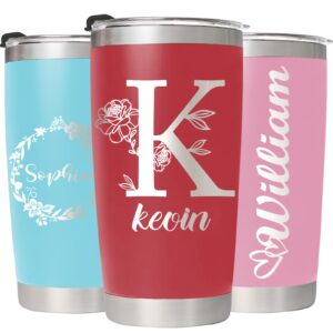 aeekdook personalized tumblers with names - custom 20oz double wall stainless steel tumbler, customized travel coffee cup mug lid and straw, personalized christmas birthday gifts for men women