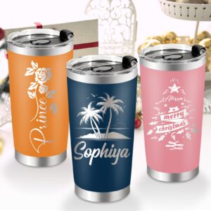 Aeekdook Personalized Tumblers with Names - Custom 20oz Double Wall Stainless Steel Tumbler, Customized Travel Coffee Cup Mug Lid and Straw, Personalized Christmas Birthday Gifts for Men Women