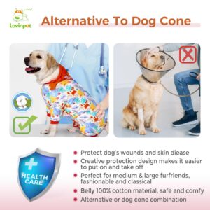 LovinPet Dog Recovery Suit - Dog Bodysuit for Abdominal Wound After Surgery Anti Licking Abdominal Wound Surgical Clothes Post-Operative Vest E-Collar Alternative Recovery Shirt,Crab,Red,XL