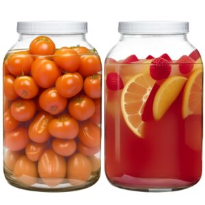 Galssmagic 1 Gallon Glass Jar with Lids,2 Pack Super Wide Mouth Mason Jars 128 oz,Glass Large Mason Jars for Food Storage Container