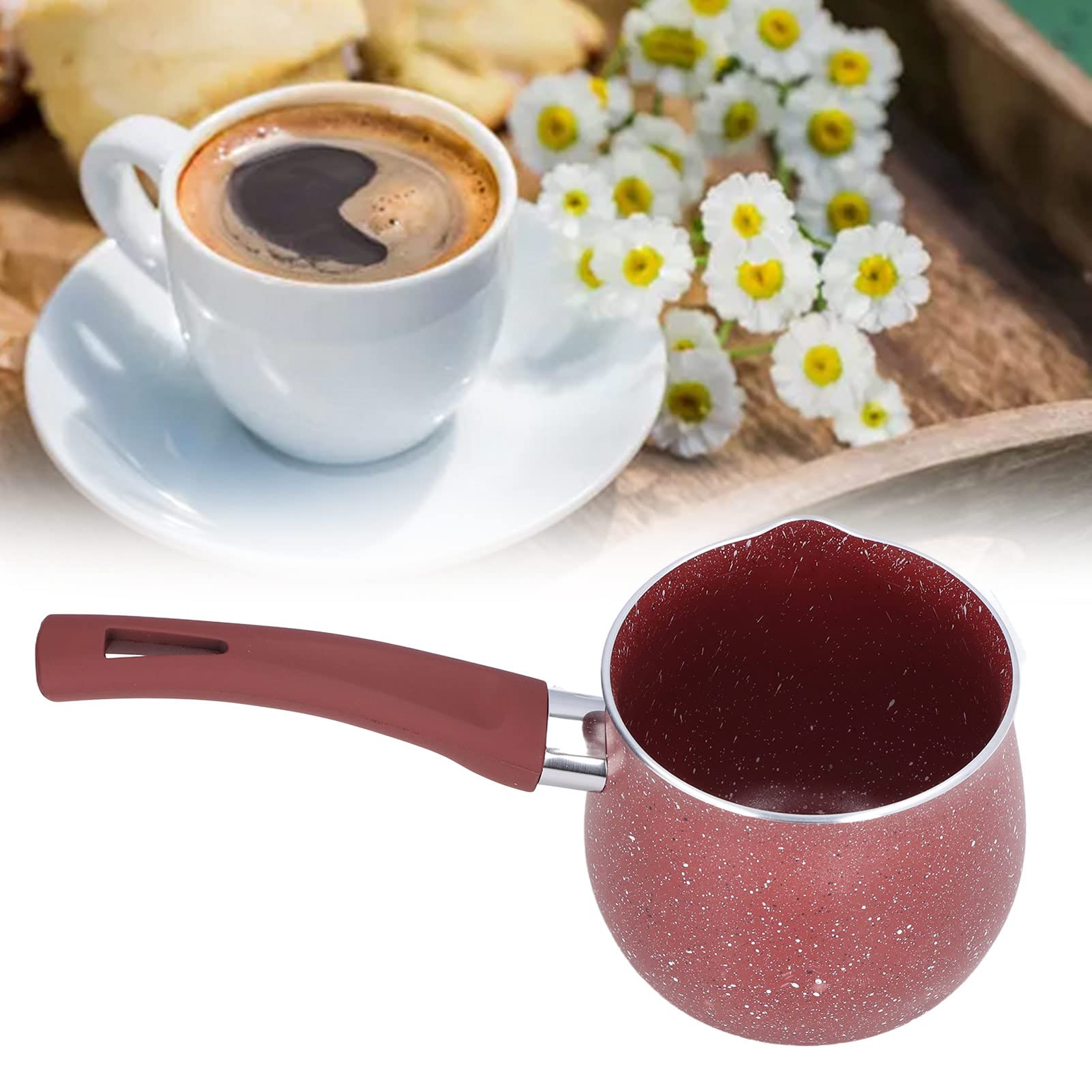 Mini Butter Warmer Pan, Butter Pot, Dansk Butter Warmer, dansk cookware, Single Handle Coffee Warmer Boiling Pot Mini Milk Pan Aluminum Alloy Non Stick Anti Scalding for Cooking(Red)