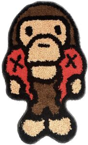 luxape baby milo bape rug - x kawed rug - handmade & premium- 30in w * 20in l (75 * 50cm) - hypebeast rug - anime rug - preppy decor - bape decor - a bathing ape - luxape rug (baby milo)