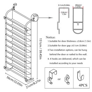 MUOU 10 Tier Shoe rack Hanging Shoe Storage the door shoe rack for Closet Pantry Over The Door Shoe Organizer Wall Floating Shelves (Gray, 10 Tier)