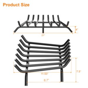 iPEGTOP Fireplace Grate 21 inch Heavy Duty Solid Steel Fireplace Wood Log Holder Burning Rack for Inside Fireplace Wood Stove, 7 Bars Wrought Iron Fire Pit Firewood Grate for Outdoor