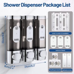 Shampoo and Conditioner Dispenser,Lanrritoire Shampoo Dispenser for Shower no Drill Wall-Mounted,Shampoo and Body wash Dispenser for Bathroom,Shower soap Dispenser Wall Mounted,3 * 300ml