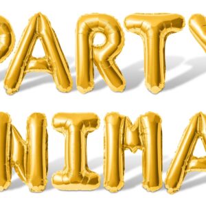 Letter Balloons - PARTY ANIMAL 16" Inch Alphabet Letters Foil Mylar Balloon Kids Birthday Party Balloon Banner (Gold)