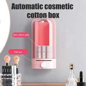 Automatic Cotton Pad Dispenser, Press Out Makeup Cotton Holder, Translucent Wall Mounted Design, ABS Material, Best Women (Powder (get 50 Cotton Pads))