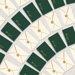 AZAZA 48 PCS Thank You Cards with Envelopes 4x6, Green Wedding Thank You Cards Gold Foil, Minimalistic Blank Thank You Notes for Graduation Baby Shower Bridal Shower (Green)