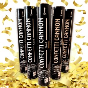 cirtamz cirtamz set of 5 gold confetti poppers | 12 inches confetti cannon with 25 feet height range | biodegradable confetti party poppers for joyful gatherings