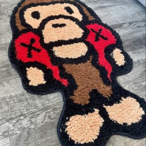 LUXAPE Baby Milo BAPE Rug - X Kawed rug - Handmade & Premium- 30in W * 20in L (75 * 50cm) - Hypebeast Rug - Anime Rug - Preppy Decor - Bape Decor - A Bathing APE - Luxape Rug (Baby Milo)