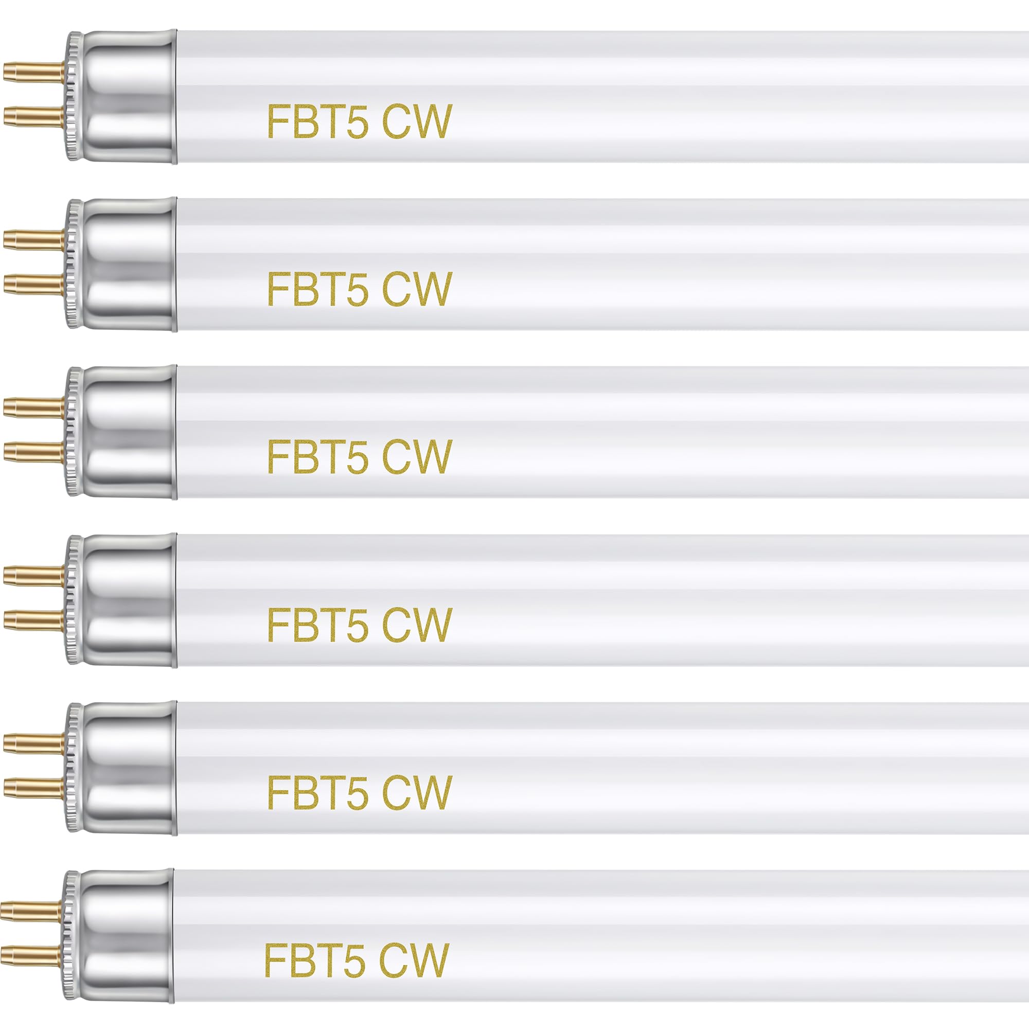 Hiboom 6 Pack F8T5 4100K Fluorescent Light Bulbs with G5 Mini Bi Pin Base, 12 Inches 8W Cool White T5 Tube Replacement for Under Cabinet Light, Kitchen, RV, Closet