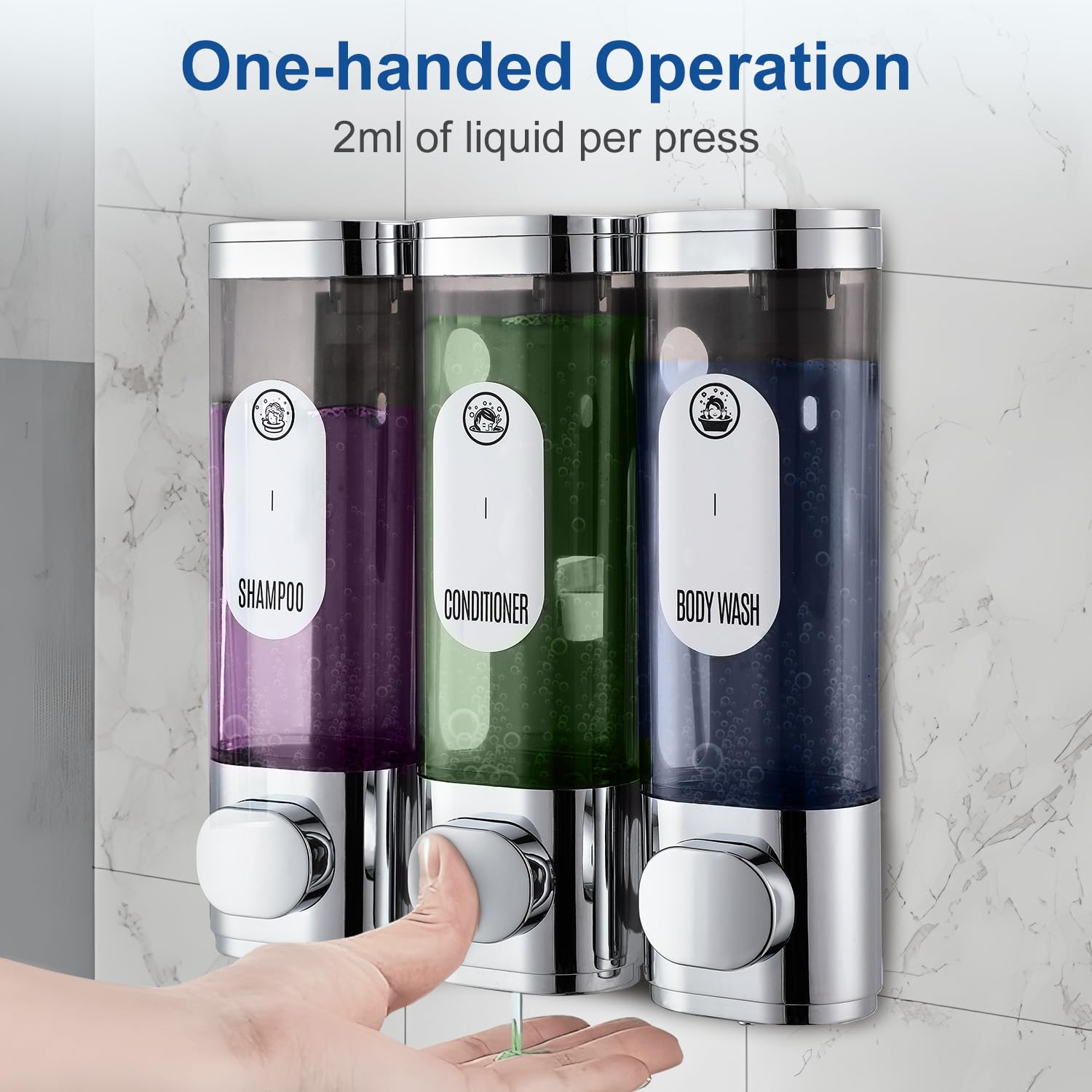 Shampoo and Conditioner Dispenser,Lanrritoire Shampoo Dispenser for Shower no Drill Wall-Mounted,Shampoo and Body wash Dispenser for Bathroom,Shower soap Dispenser Wall Mounted,3 * 300ml