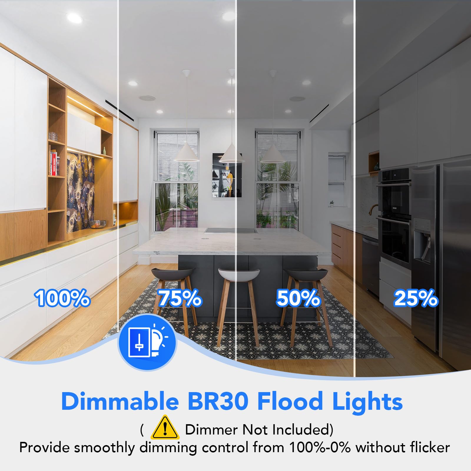 Maylaywood BR30 LED Light Bulbs Indoor Flood Light, 90W Equivalent, Dimmable, Daylight White 5000K, 950LM, E26 Base, 9W LED Recessed Can Bulb, 6-Pack