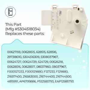 5304518034 Refrigerator/Freezer Defrost Timer Compatible with Frigidaire Kenmore Whirlpool Crosley Etc, Replacement Part 297318010 216744500 216744400 216517400 AP6799886 Etc