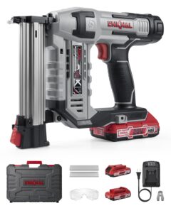 electric nail gun, linknal cordless brad nailer battery powered,18 gauge, 2×20v max li-ion batteries, charger and 1000 nails included (l820-bn)