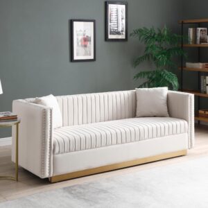 Tmsan 78" Velvet Sofa Couch, Modern Tufted Comfy 3-Seater Sofa Couch with 2 Pillows for Living Room Bedroom Apartment