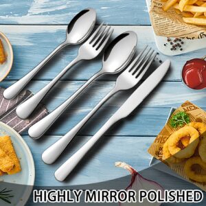 suoundey 40pcs Stainless Steel Silverware Set for 8, Kitchen Cutlery Set, Mirror Polished Forks Knives and Spoons Set for Home and Restaurant, Rust Resistant Eating Tableware Set