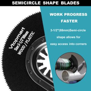 Vtopmart 114 PCS Oscillating Saw Blades, Bi-Metal Tool Blade, Arc Edge Multitool Blades for Cutting Wood/Metal/Plastic Compatible with Fein Multimaster Porter Cable Bosch, Accessories with Sandpaper