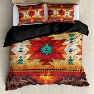 gearider navajo duvet cover set of 3, ultra soft aztec tribal geometric print bedding set with zipper closure for all seasons, size queen