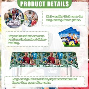 Soccer Birthday Decorations, 20 Pcs Plates 20 Pcs Napkins 1 Pc Tablecloth 43"x71" for Football Soccer Star Birthday Party Supplies Party Decorations Paper Tableware For Boys Girls Birthday Party