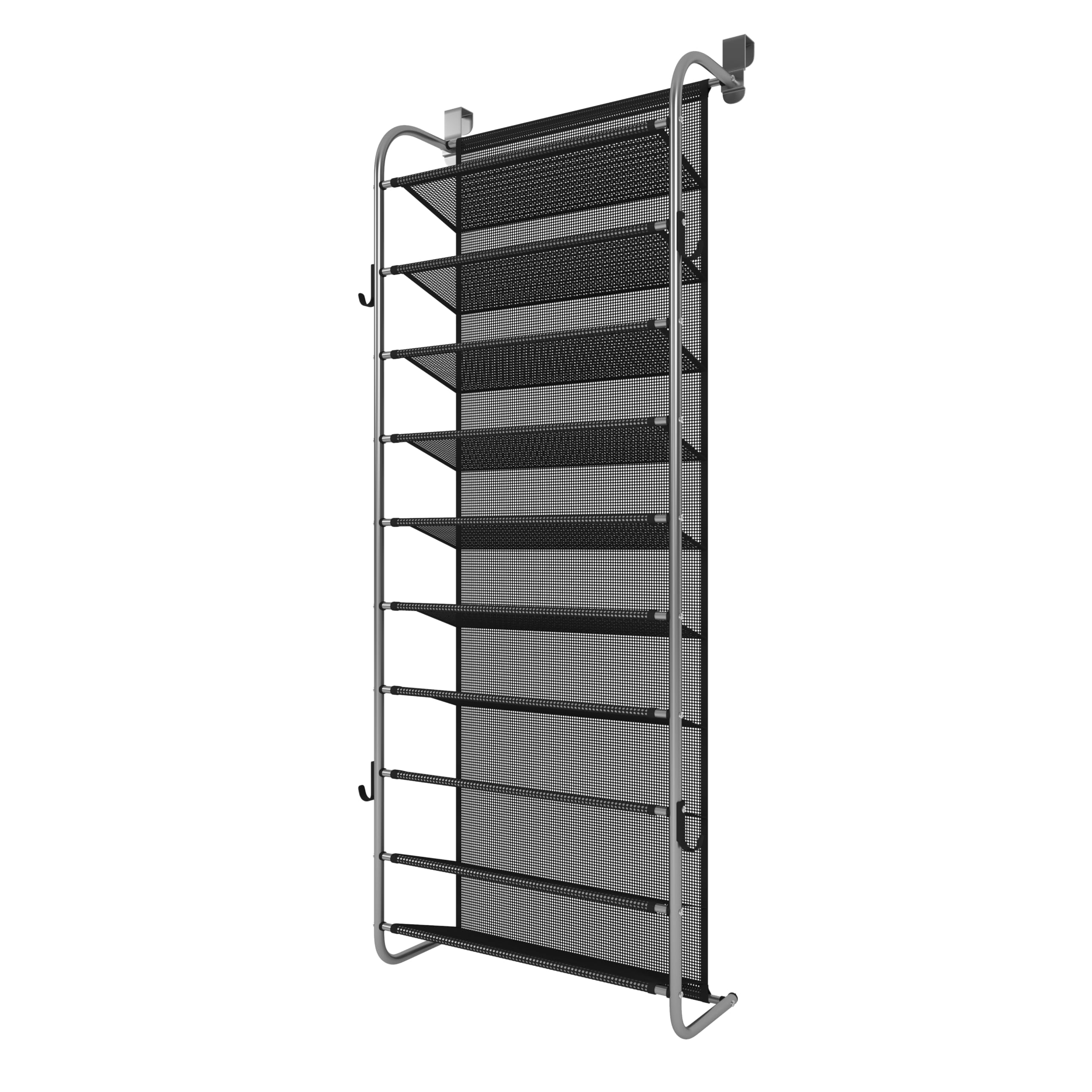 MUOU 10 Tier Shoe rack Hanging Shoe Storage the door shoe rack for Closet Pantry Over The Door Shoe Organizer Wall Floating Shelves (Gray, 10 Tier)