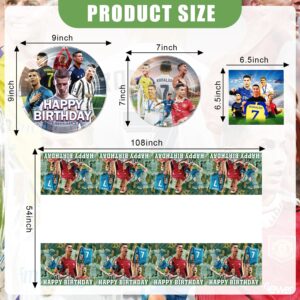 Soccer Birthday Decorations, 20 Pcs Plates 20 Pcs Napkins 1 Pc Tablecloth 43"x71" for Football Soccer Star Birthday Party Supplies Party Decorations Paper Tableware For Boys Girls Birthday Party