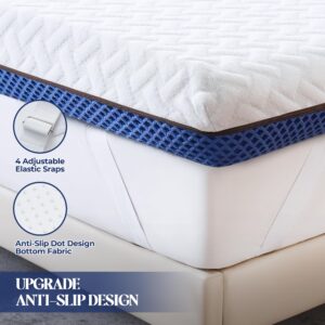 Gel Memory Foam Mattress Topper - 3 Inch Double Side Medium Firm & Medium Firm Mattress Pad King Size with Zippered Shell