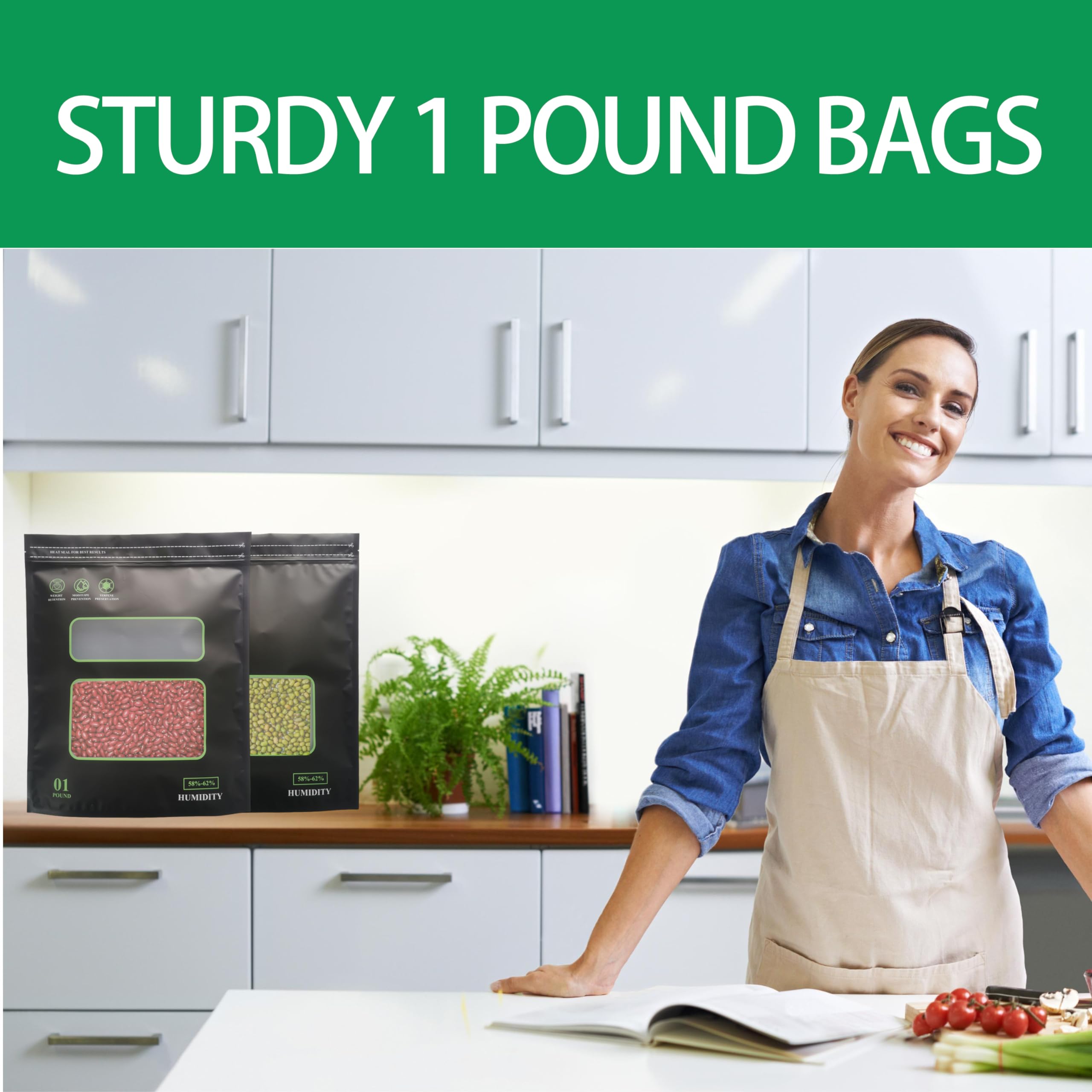 1 Pound Storage Terp Bags Bags,5 Pack Lock & Seal Storage & Curing Bags Heat Sealable Humidity Bags (16 Ounce, 1lb).