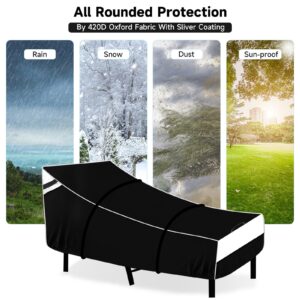 NEVERLAND Waterproof Patio Lounge Chair Cover, Outdoor Chaise Lounge Covers with Heavy Duty Material, 420D Waterproof Outdoor Chairs Cover 84L x 32W x 32H inch Black (2 PACK)