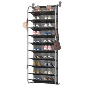 muou 10 tier shoe rack hanging shoe storage the door shoe rack for closet pantry over the door shoe organizer wall floating shelves (gray, 10 tier)