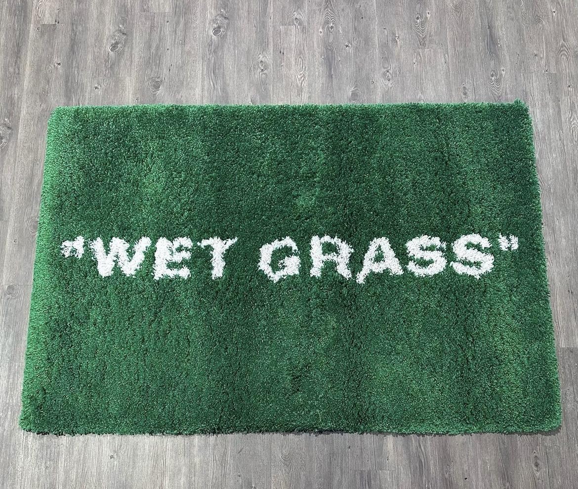 LUXAPE Wet Grass Rug - Tufted Hypebeast Rug - Handmade & Premium - 32 * 20in (80 * 50cm) - Hypebeast Room Decor - Off White Rug - Aesthetic Bape Rug - Luxape Rug