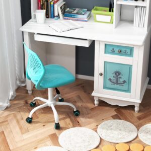 MEDIMALL Kids Desk Chair, Ergonomic Kids Office Chair Ages8-12 w/Lumbar Support, Low-Back Teen Desk Chair for Girls Boys, Small Cute Kids Computer Chair for Bedroom/Study/Vanity Desk, Turquoise