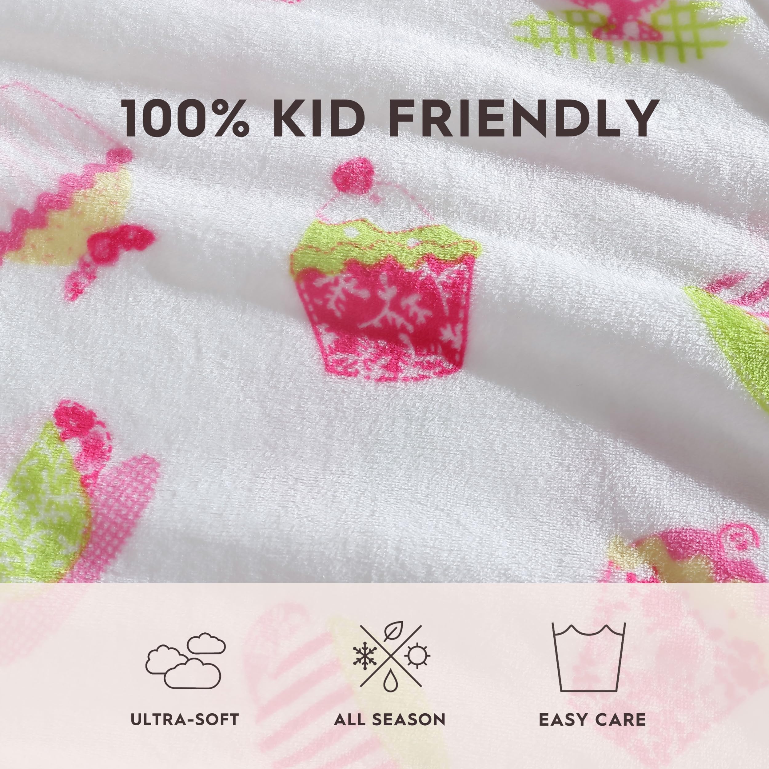 Laura Ashley Kids - Throw Blanket, Super Soft Plush Kids Bedding, Fun & Whimsical Bedroom Decor (Sweet Treat Pink, 50" x 60")