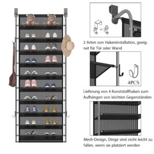 MUOU 10 Tier Shoe rack Hanging Shoe Storage the door shoe rack for Closet Pantry Over The Door Shoe Organizer Wall Floating Shelves (Gray, 10 Tier)