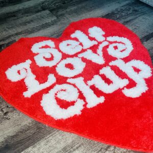 LUXAPE Self Love Club Rug - Tufted Hypebeast Rug - Handmade & Premium - 25in (65cm) - Bedroom Bathroom Kids Nursery Home Office - Girls Don't Cry Rug - Hypebeast Room Decor - Luxape Rug