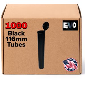 evo plastics 116mm black tubes- pop top vials - 1000 count