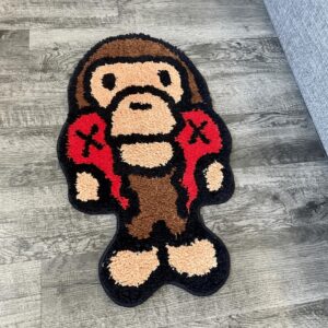 LUXAPE Baby Milo BAPE Rug - X Kawed rug - Handmade & Premium- 30in W * 20in L (75 * 50cm) - Hypebeast Rug - Anime Rug - Preppy Decor - Bape Decor - A Bathing APE - Luxape Rug (Baby Milo)