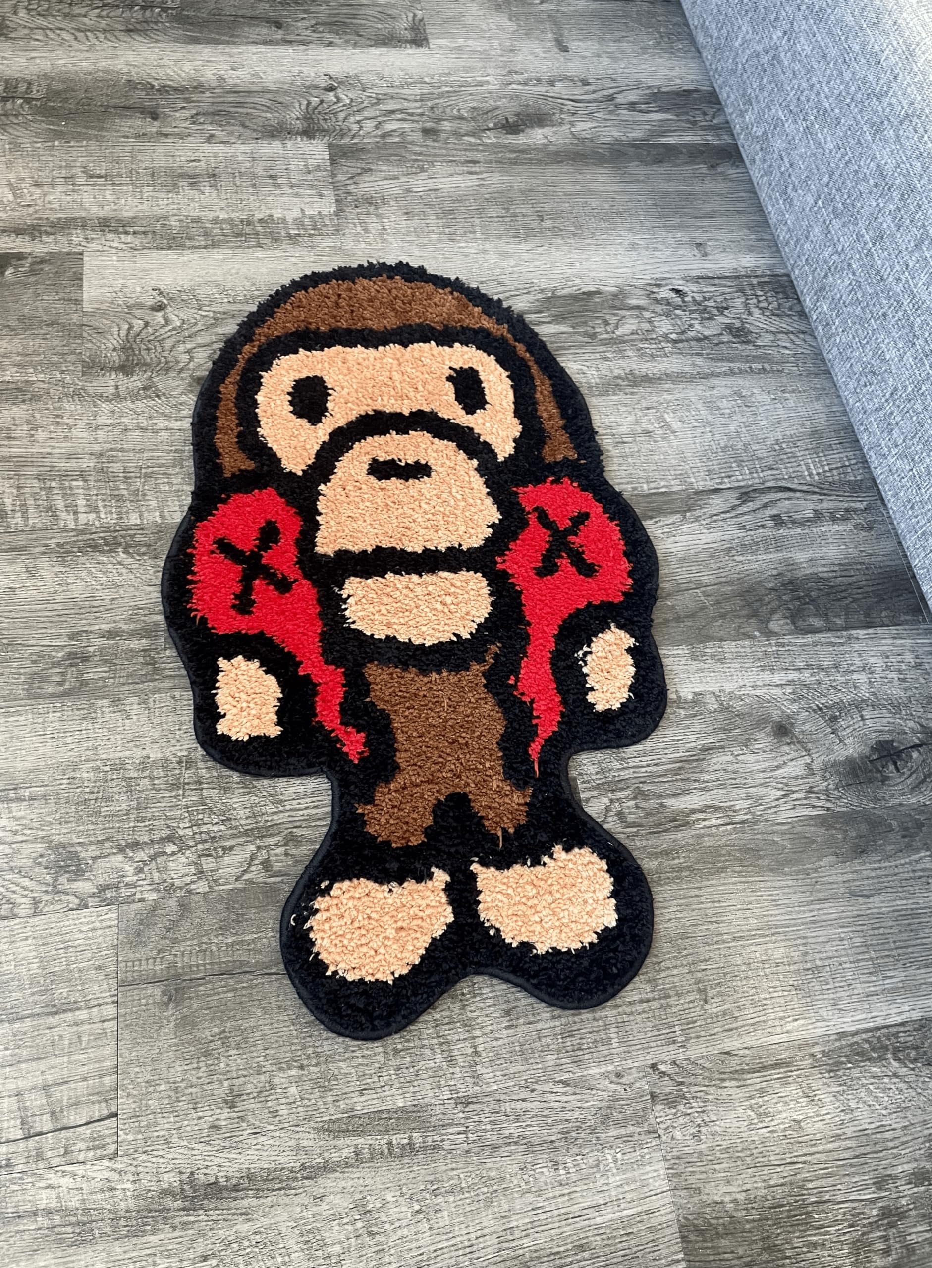 LUXAPE Baby Milo BAPE Rug - X Kawed rug - Handmade & Premium- 30in W * 20in L (75 * 50cm) - Hypebeast Rug - Anime Rug - Preppy Decor - Bape Decor - A Bathing APE - Luxape Rug (Baby Milo)