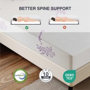 Dyonery Twin Mattress CertiPUR-US Certified, 8 Inch Lavender Infused Memory Foam Mattress, Pressure Relief, Bed in a Box