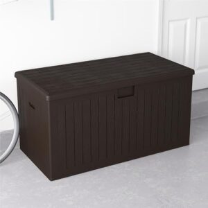 COSCO Large 150 Gallon Outdoor Storage Box with Storage Divider, Weather Resistant Resin, Dark Brown Finish - Ideal for Home Furniture and Outdoor Furnishings