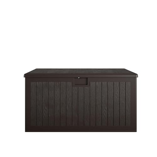 COSCO Large 150 Gallon Outdoor Storage Box with Storage Divider, Weather Resistant Resin, Dark Brown Finish - Ideal for Home Furniture and Outdoor Furnishings