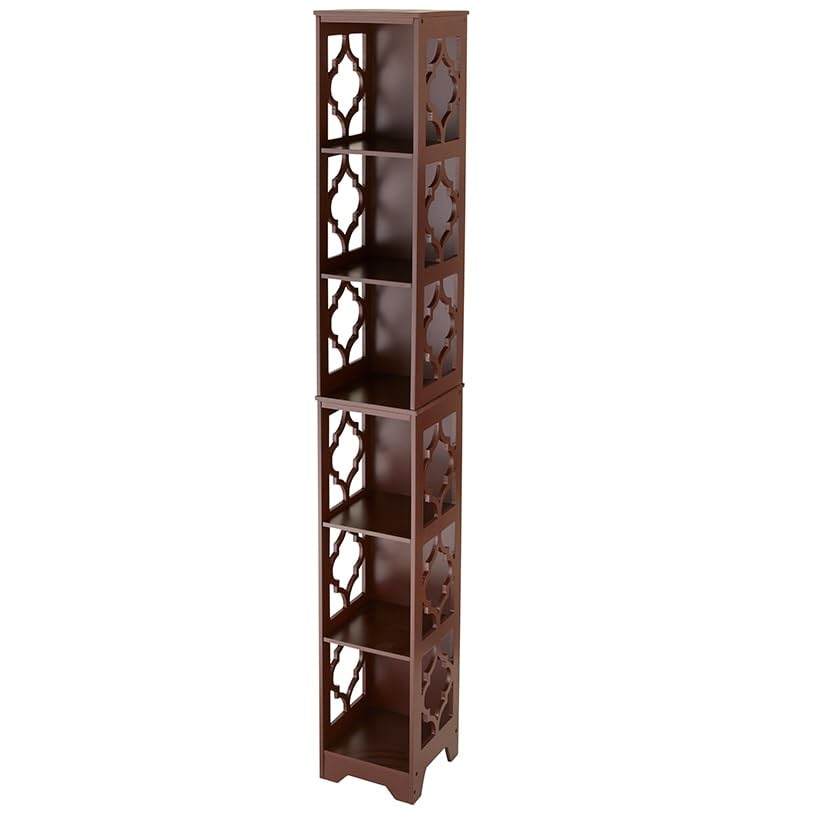 The Lakeside Collection Slim Decorative Shelving Unit - Walnut Shelving Unit