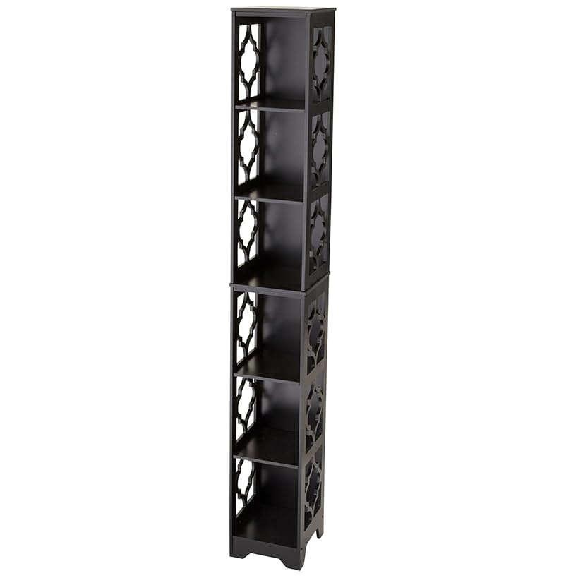 The Lakeside Collection Slim Decorative Shelving Unit or Set of 2 Baskets - Black Shelving Unit