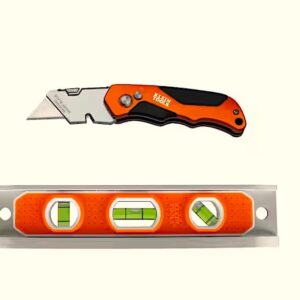 9 in. Aluminum Torpedo Level and Folding Utility Knife Tool Set