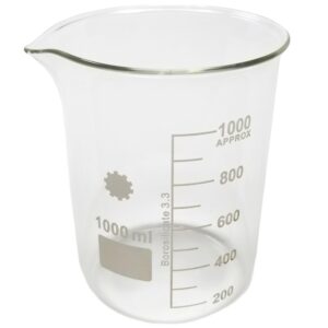 1l beaker borosilicate glass, low form with graduated metric scale